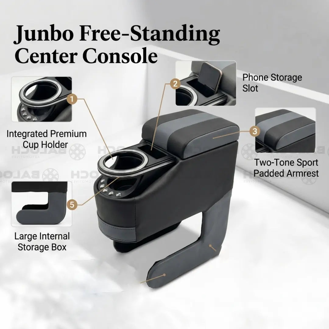 Universal Jumbo Console ArmRest Navy Blue – Car Center Arm Rest with Storage