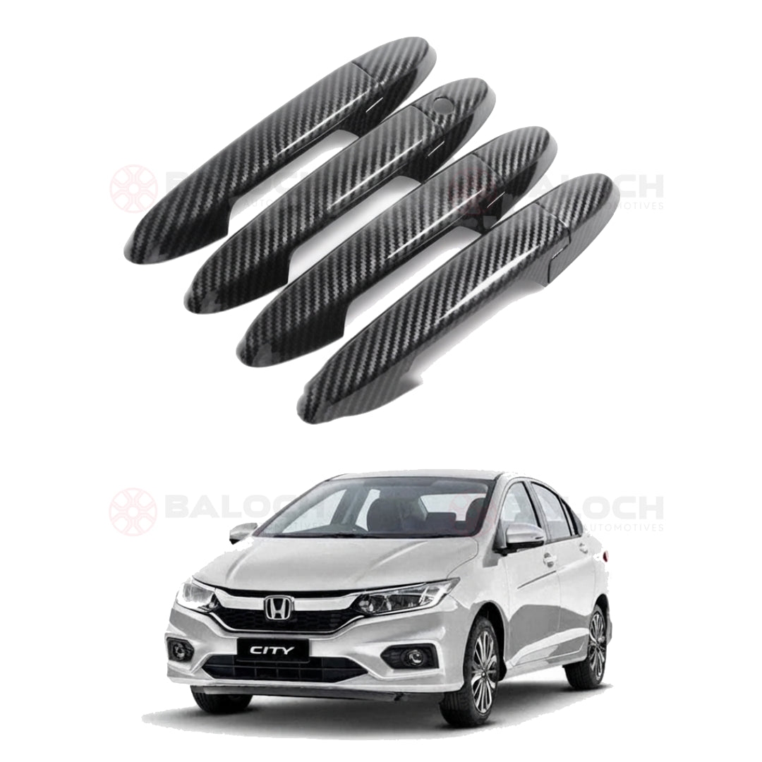 Honda City 2022-2026 Carbon Fiber Door Handle Covers 4 Pcs – Exterior Handle Trim Cover Set