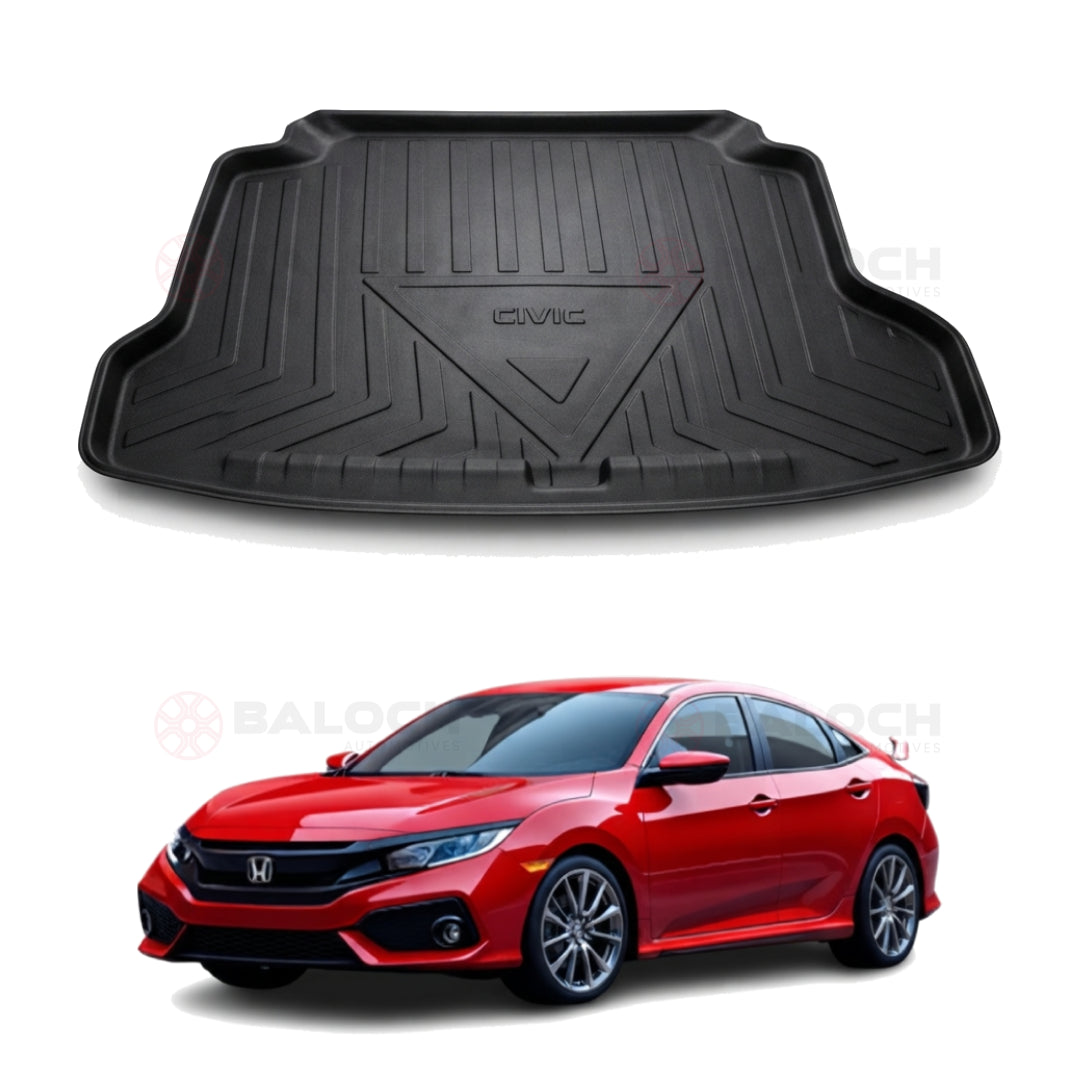 Honda Civic X 2016-2021 TPE Trunk Mat – Custom Fit Waterproof Diggi Tray Boot Liner