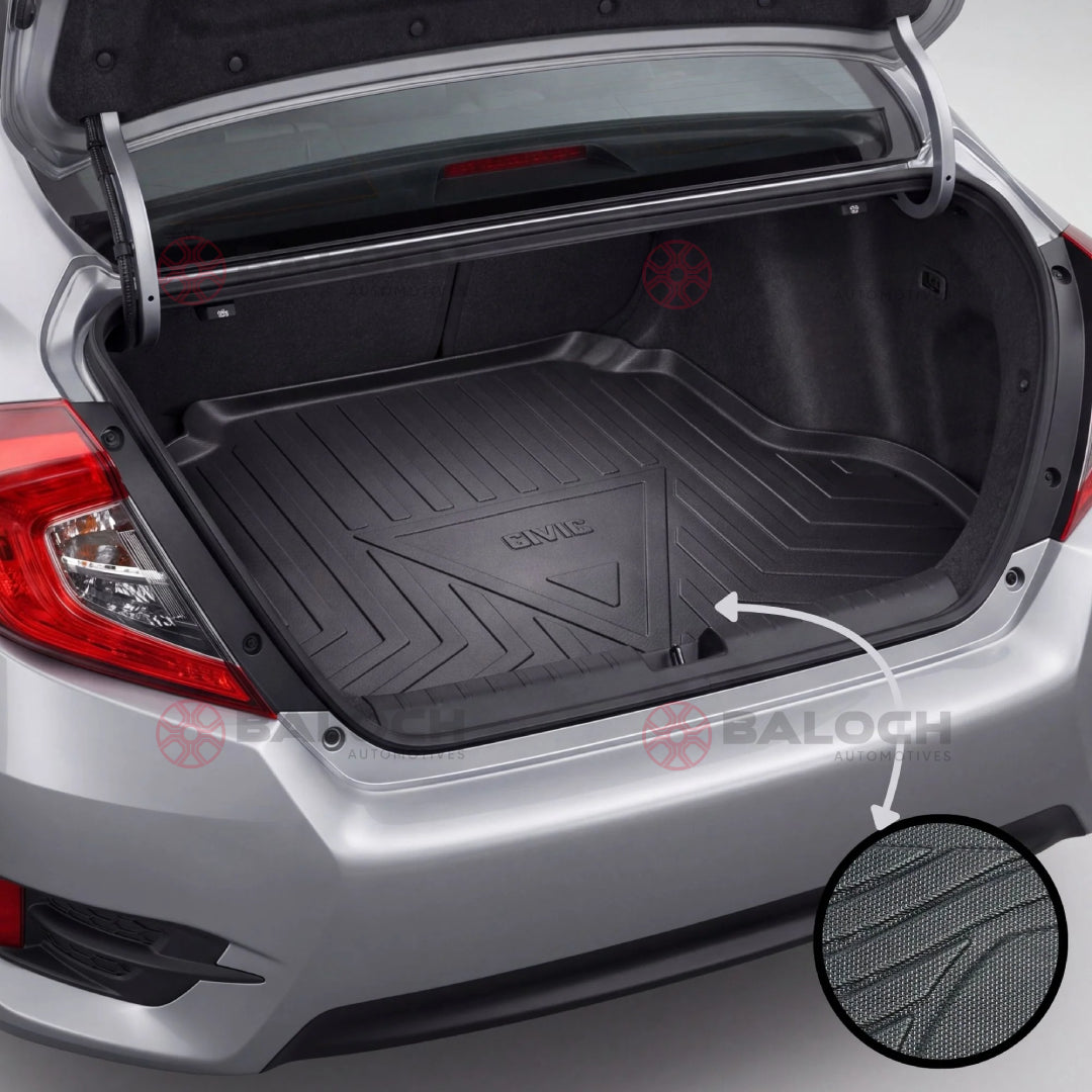 Honda Civic X 2016-2021 TPE Trunk Mat – Custom Fit Waterproof Diggi Tray Boot Liner