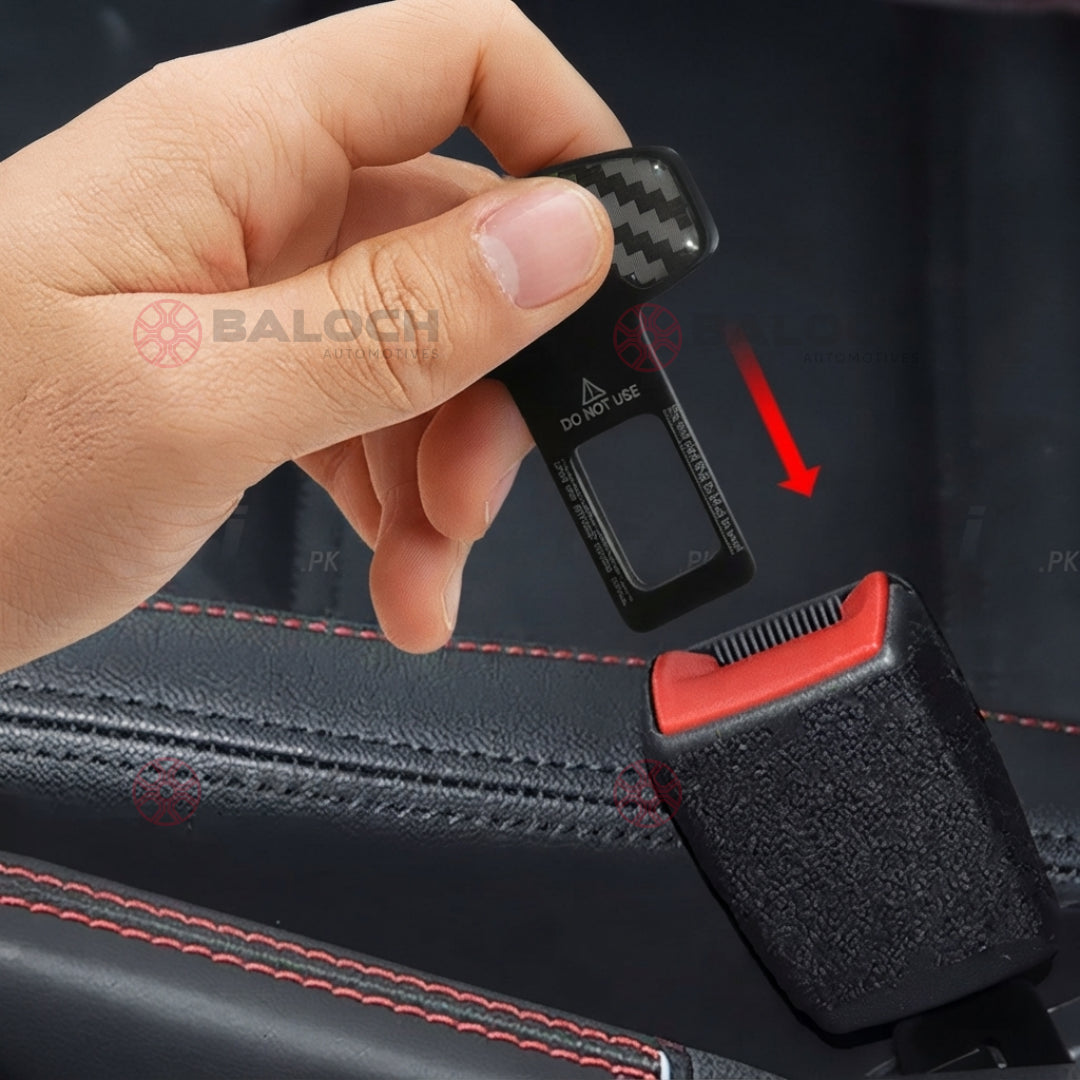 Carbon Fiber Universal Car Seat Belt Buckle Clip – Premium Seatbelt Alarm Stopper & Interior Accessory (2 Pcs)