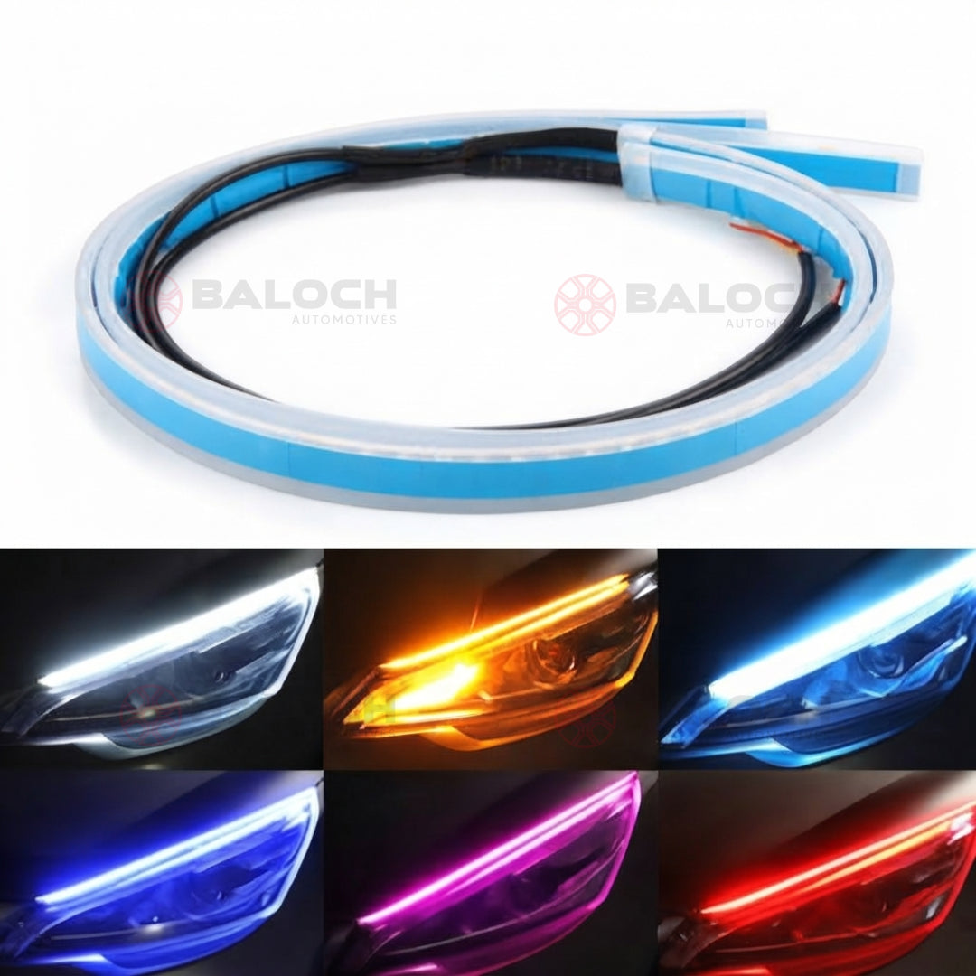 VINYX Light Soft Article Lamp – Flexible LED Car DRL Light Guide Strip (Multi-Color)