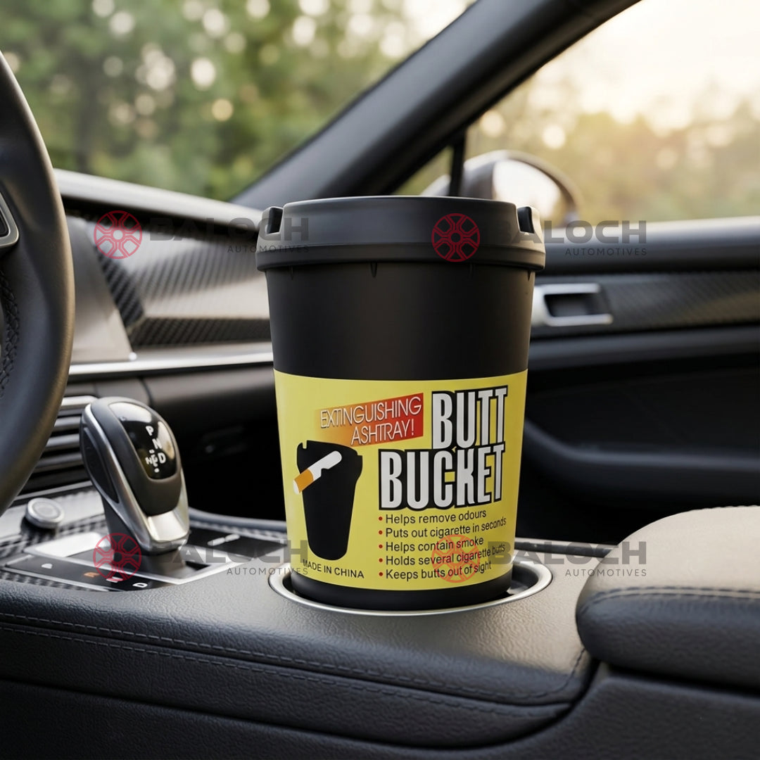 Bucket Ashtray Holder Black for Car & Office – Smokeless Cup Holder Ash Tray for Cars