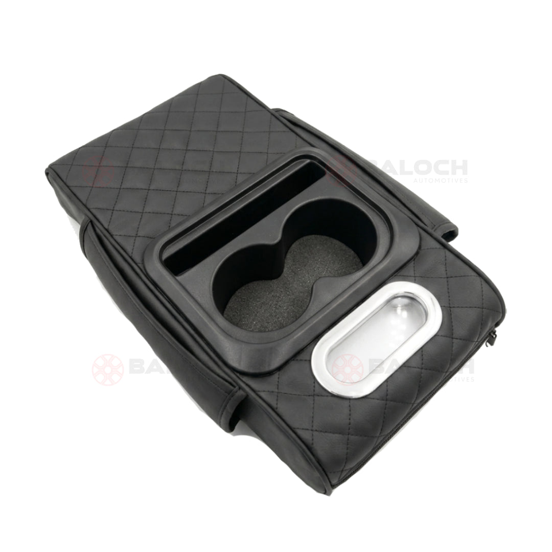 5-in-1 Car Armrest Cushion Cover with Tissue Holder & Storage Organizer – Premium PU Leather Center Console Protector