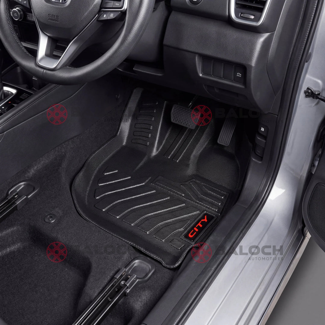 Honda City 2009-2021 TPE Black Floor Mat 3pcs | Custom Fit Heavy Duty Waterproof