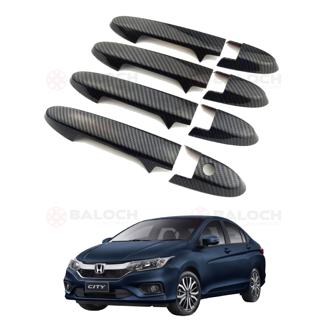 Honda City 2009-2020 Carbon Fiber Door Handle Covers 4 Pcs – Exterior Handle Trim Cover Set