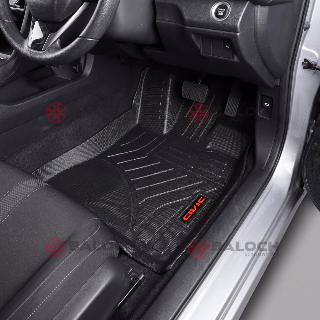Honda Civic 2022-2026 TPE Black Floor Mat 3pcs | Custom Fit Heavy Duty Waterproof