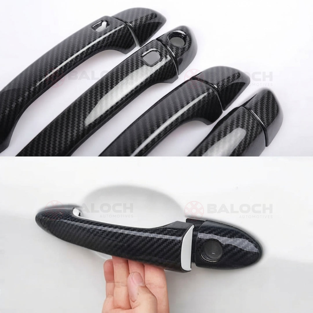 Toyota Yaris Carbon Fiber Door Handle Covers 4 Pcs – Exterior Handle Trim Cover Set