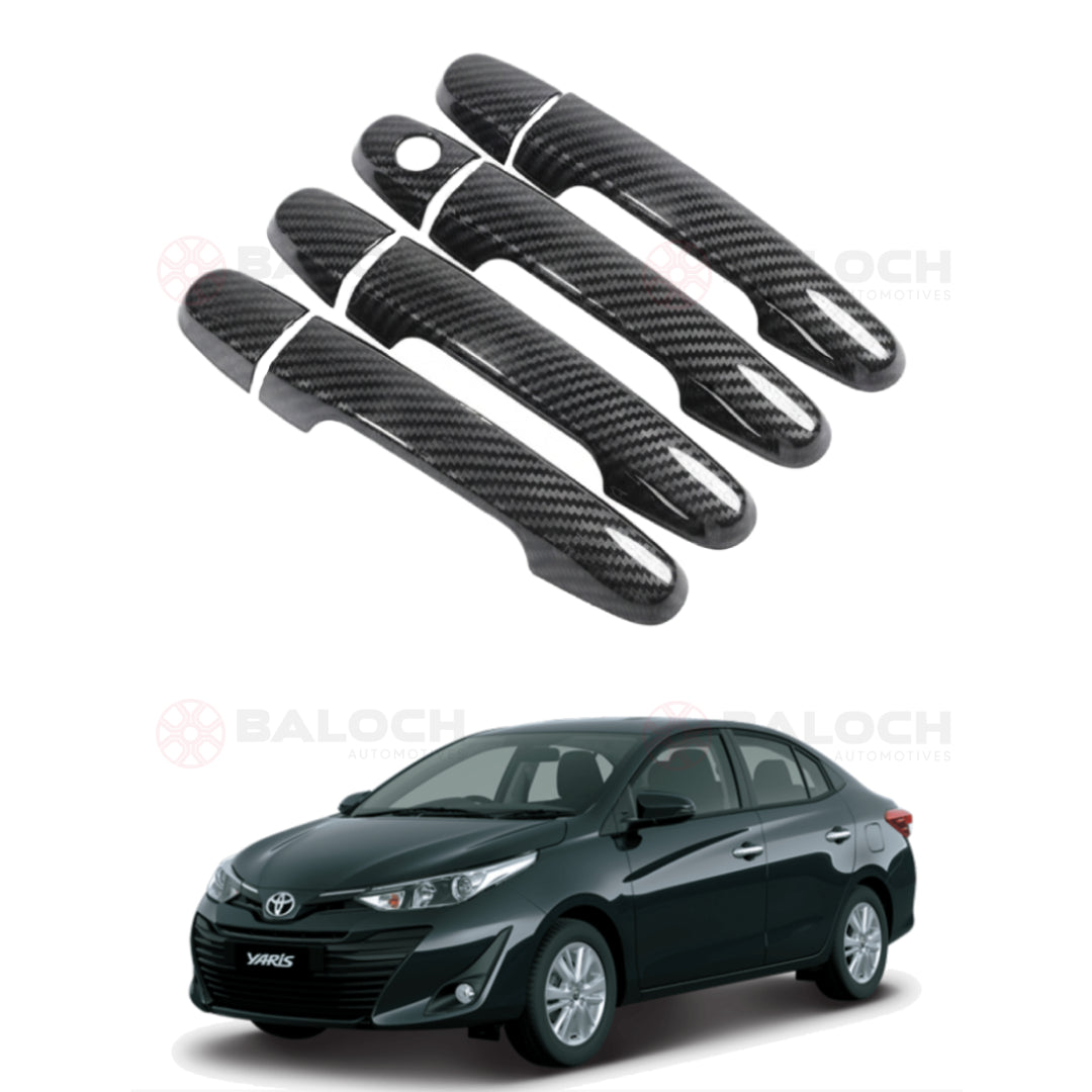 Toyota Yaris Carbon Fiber Door Handle Covers 4 Pcs – Exterior Handle Trim Cover Set