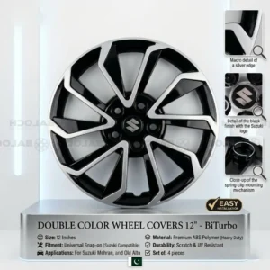 Double Color Wheel Cover 12 Inch – BiTurbo Dual Tone Car Wheel Cover Set (4 Pcs)