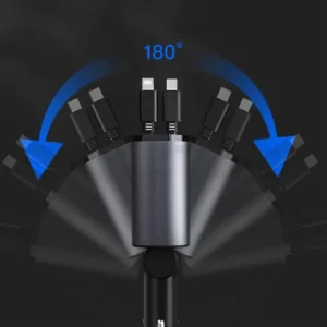 120W 4in1 Retractable Car Charger – Fast Charging USB & Type-C Adapter for Smartphones & Devices