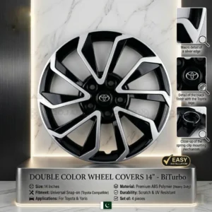 Double Color Wheel Cover 14' Inch – BiTurbo Dual Tone Car Wheel Cover Set (4 Pcs)