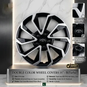 Double Color Wheel Cover 15' Inch – BiTurbo Dual Tone Car Wheel Cover Set (4 Pcs)