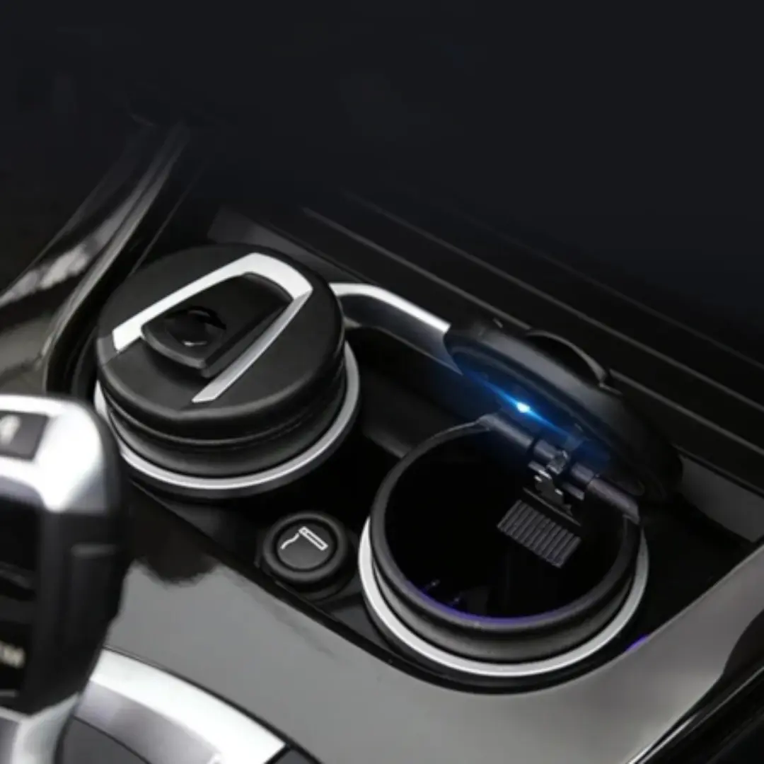 BMW Style Car Ashtray Smokeless LED Ashtray with Lid