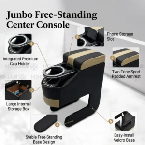 Universal Jumbo Console ArmRest Black And Beige – Car Center Arm Rest with Storage