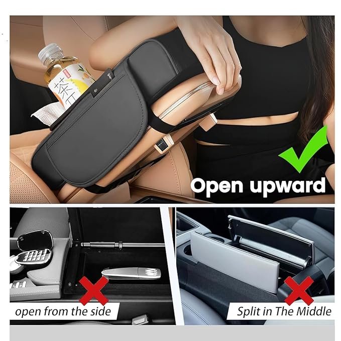 5-in-1 Car Armrest Cushion Cover with Tissue Holder & Storage Organizer