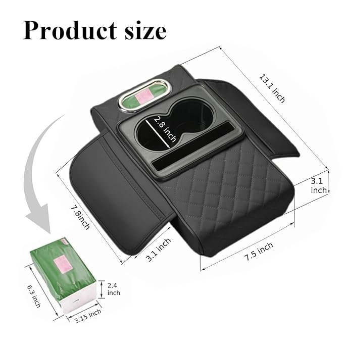 5-in-1 Car Armrest Cushion Cover with Tissue Holder & Storage Organizer