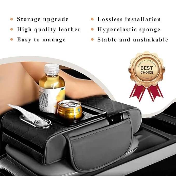 5-in-1 Car Armrest Cushion Cover with Tissue Holder & Storage Organizer